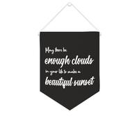 Drapeau mural en toile avec citation inspirante « May There Be Enough Clouds in Your Life to Make A Beautiful Sunset » - Décoration murale à suspendre - 25,4 x 30,5 cm - Cadeau de pendaison de