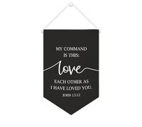 Drapeau mural en toile avec citation inspirante « My Command Is This Love Each Other As I Have Loved You.John 15 : 15 » - Bannière murale à suspendre - Décoration de bureau - 25,4 x 38,1 cm - Cadeau