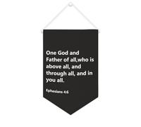 Drapeau mural en toile avec citation inspirante : One God And Father of All,who is Above All and through All - Bannière murale à suspendre - Décoration de maison ou de bureau - 25,4 x 38,1 cm - Cadeau