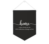 Drapeau mural en toile avec citation inspirante pour la maison, une histoire de qui nous sommes et une collection de choses que nous aimons - Bannière murale à suspendre - 30,5 x 40,6 cm - Cadeau de