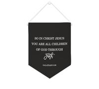Drapeau mural en toile avec citation inspirante « So in Christ Jesus You Are All Children of God through Faith » - Bannière murale à suspendre - Décoration d'intérieur ou de bureau - 25,4 x 30,5 cm
