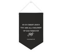 Drapeau mural en toile avec citation inspirante « So in Christ Jesus You Are All Children of God through Faith » - Bannière murale à suspendre - Décoration d'intérieur ou de bureau - 25,4 x 38,1 cm