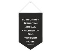 Drapeau mural en toile avec citation inspirante « So in Christ Jesus You Are All Children of God through Faith » - Bannière murale à suspendre - Décoration d'intérieur ou de bureau - 25,4 x 38,1 cm
