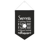 Drapeau mural en toile avec citation inspirante : « Success Is Going from Failure to Failure Without Losing Enthusiasm » - Décoration murale - 25,4 x 38,1 cm - Cadeau de pendaison de crémaillère