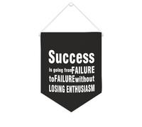 Drapeau mural en toile avec citation inspirante « Success Is Going from Failure to Failure Without Losing Enthusiasm » - Décoration murale - 25,4 x 30,5 cm - Cadeau de pendaison de crémaillère