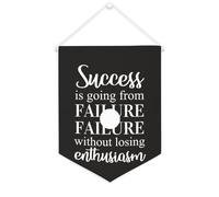 Drapeau mural en toile avec citation inspirante : « Success Is Going from Failure to Failure Without Losing Enthusiasm » - Décoration murale - 30,5 x 40,6 cm - Cadeau de pendaison de crémaillère