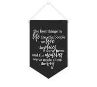 Drapeau mural en toile avec citation inspirante « The Best Things in Life Are The People We Love » - Décoration murale - 25,4 x 38,1 cm - Cadeau de pendaison de crémaillère
