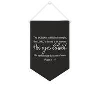 Drapeau mural en toile avec citation inspirante The LORD Is in His Holy Temple, the LORD's Throne Is in Heaven - Décoration murale pour la maison ou le bureau - 25,4 x 38,1 cm - Cadeau de pendaison de