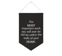 Drapeau mural en toile avec citation inspirante « The Most Important Work You Will Ever Do Will Be within The Walls » - Décoration murale - 25,4 x 38,1 cm - Cadeau de pendaison de crémaillère