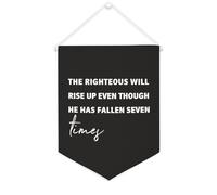 Drapeau mural en toile avec citation inspirante « The Righteous Will Rise Up Even Though He Has Fallen Seven Times » - Décoration murale - 30,5 x 40,6 cm - Cadeau de pendaison de crémaillère