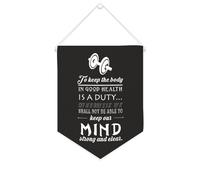 Drapeau mural en toile avec citation inspirante « To Keep The Body in Good Health Is A Duty » - Bannière murale à suspendre pour la maison ou le bureau - 25,4 x 30,5 cm - Cadeau de pendaison de