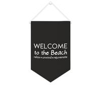 Drapeau mural en toile avec citation inspirante « Welcome to The Beach Relax Relax Rejuvenat » - Bannière à suspendre - Décoration de maison ou de bureau - 25,4 x 38,1 cm - Cadeau de pendaison de