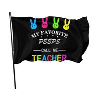 Drapeau My Favorite Peeps Call Me Teacher 3x5 Ft Bannière Affiche Toile de fond décorative Décoration murale Polyester S'applique au jardin Cour Maison Dindoor Extérieur