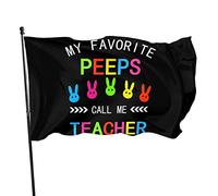 Drapeau My Favorite Peeps Call Me Teacher 3x5 Ft Bannière Affiche Toile de fond décorative Décoration murale Polyester S'applique au jardin Cour Maison Dindoor Extérieur