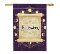 Drapeau mystique pour maison céleste Halloween 71 x 101 cm | Phase de lune céleste, drapeau de cour, décoration en cristal sorcière, décoration de cour gothique, bannière extérieure