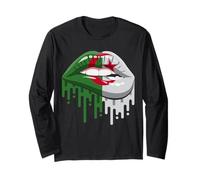 Drapeau National algérien pour Femme Lèvres Algérie Fan Pride Heritage Manche Longue