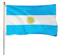 Drapeau national argentin pour l'extérieur - 1,8 x 3 m - Fabriqué à la main en polyester renforcé 400D avec 2 œillets en laiton, résistant à la décoloration et robuste pour une utilisation en