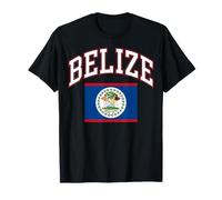 Drapeau National arqué du Belize Varsity Typographie T-Shirt