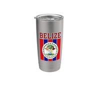 Drapeau national Belize à rayures rouges et bleues Gobelet isotherme en acier inoxydable double paroi