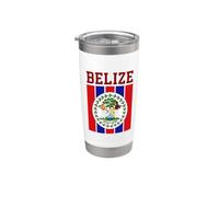 Drapeau national Belize à rayures rouges et bleues Gobelet isotherme en acier inoxydable double paroi