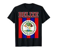 Drapeau National Belize à Rayures Rouges et Bleues T-Shirt