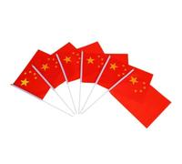 Drapeau National Chinois Miniature à Main, Bâton Plastique Rouge Léger | Dacron, Format Portable pour Clubs Sportifs et Événements, Lot de Mini Fanions Rouges