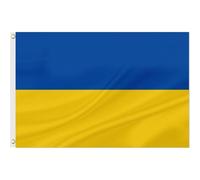 Drapeau national de l'Ukraine, 0,9 x 1,5 m, bannière en polyester avec œillets en laiton, double face, résistante à la décoloration, décoration extérieure