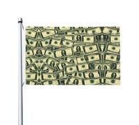 Drapeau national de luxe imprimé de nombreux dollars de dessin animé, résistant aux déchirures, imperméable, couleurs résistantes aux intempéries, 0,9 x 1,5 m