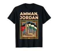 Drapeau National de Voyage Amman Jordan Ruines Romaines T-Shirt