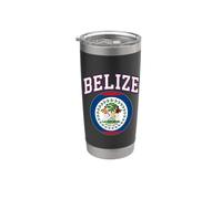 Drapeau national du Belize Varsity Texte arqué Gobelet isotherme en acier inoxydable double paroi