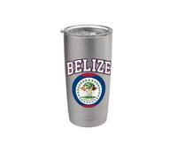 Drapeau national du Belize Varsity Texte arqué Gobelet isotherme en acier inoxydable double paroi