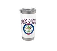 Drapeau national du Belize Varsity Texte arqué Gobelet isotherme en acier inoxydable double paroi