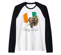 Drapeau National éléphant Côte D'Ivoire Manche Raglan