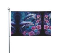 Drapeau national imprimé de dauphins de luxe, résistant aux déchirures, imperméable, couleurs résistantes aux intempéries, 0,9 x 1,5 m