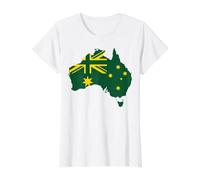 Drapeau National Silhouette de la Carte de l'Australie T-Shirt Graphique avec Valeur, Femme, Blanc, S