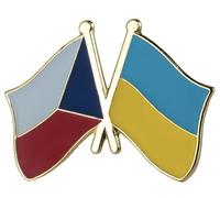Drapeau national ukrainien de la République tchèque Tchécoslovaquie Ukraine Drapeau croisé Drapeau de l'amitié Amour Alliance Alliés 2,5 cm Broche en émail, 1 Inch, Émail, émail