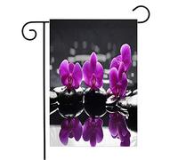Drapeau Nature Morte Décoration Noire Thérapie Pierres Orchidée Rose Été Blanc Vif Renforcé Avec Drapeau De Bienvenue, Pour Les Bureaux, D'Intérieur, 30x45cm