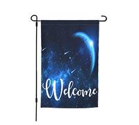 Drapeau Nébuleuse De La Planète Planète De La Galaxie Lune Bleue De L'Univers Drapeau De Bienvenue Lavable Couleurs Resistant Exterieur Bannière, Pour Jardin, Balcon, Les Défilés, 30x45cm