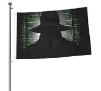 Drapeau noir de hacker côté obscur 61 x 91 cm avec impression double face pour jardin, cour, drapeau pour l'extérieur, les vacances, bannière cadeau avec œillets pour décoration intérieure et
