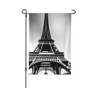 Drapeau noir de Paris Tour Eiffel pour jardin d'automne double face, décoration saisonnière durable pour décoration de porche