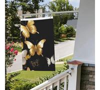 Drapeau noir doré et blanc, 61 x 91 cm, pour extérieur, intérieur, printemps, été, automne, hiver, drapeaux de jardin avec œillets verticaux double face, drapeaux de vacances pour décorations de cour