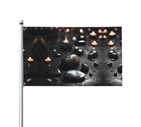 Drapeau noir en forme de cœur mystérieux. Imprimé sur un seul côté, 0,9 x 1,5 m, léger et fluide, adapté pour une utilisation en intérieur et en extérieur.