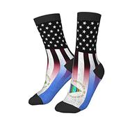 Drapeau Noir Et Blanc Des États-Unis Et Du Nicaragua Homme Femme Chaussettes De Sport Poids Léger Socquette De Marche Durabilité Chaussettes De Tennis Pour Cyclisme Randonnée Marche