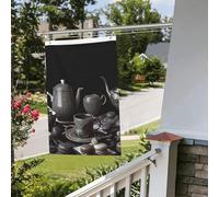 Drapeau noir pour le thé de l'après-midi, 61 x 91 cm, pour extérieur et intérieur, printemps, été, automne, hiver, drapeaux de jardin avec œillets verticaux double face pour décorations de cour