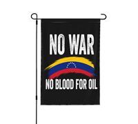 Drapeau « Non à la guerre contre le Venezuela » - « Pas de sang pour le pétrole » - Bannière de jardin double face 30 x 45 cm