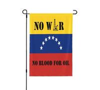 Drapeau « Non à la guerre contre le Venezuela » - « Pas de sang pour le pétrole » - Bannière de jardin double face 30 x 45 cm