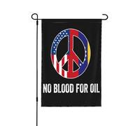 Drapeau « Non à la guerre contre le Venezuela » - « Pas de sang pour le pétrole » - Bannière de jardin double face 30 x 45 cm