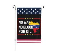 Drapeau « Non à la guerre contre le Venezuela » - « Pas de sang pour le pétrole » - Bannière de jardin double face 30 x 45 cm