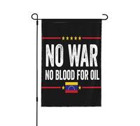 Drapeau « Non à la guerre contre le Venezuela » - « Pas de sang pour le pétrole » - Bannière de jardin double face 30 x 45 cm