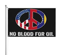 Drapeau « Non à la guerre contre le Venezuela » « Pas de sang pour le pétrole » - Bannière double face pour jardin, pelouse ou balcon